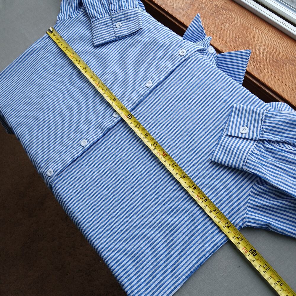 Zeagoo Blue Striped Button-up Shirt L unisex classic office long sleeve collar - Picture 9 of 11